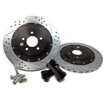 Baer Brakes - 2262019 - Brake Rotor - EradiSpeed + 2 - Rear - Directional / Drilled / Slotted - 14.000 in OD - 2 Piece - Iron - Natural - Ford Mustang 2005-13