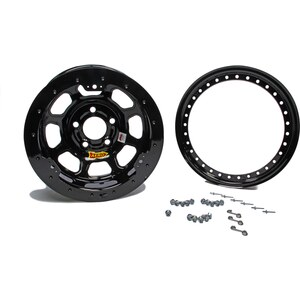 Aero Race Wheels - 53-185030-BLKRING - 15x8 3in 5.00 Black w/ Black Ring