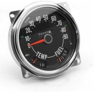 Omix-Ada - 17206.04 - Speedometer Cluster Asse mbly  0-90 MPH; 55-75 Je