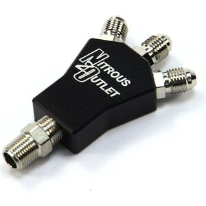 Nitrous Outlet 50-01723 - Powersports 1 In 3 Out Distribution Block w/Fitting s 1/8 Inch NPT Male Inlet 3AN Male Outlets