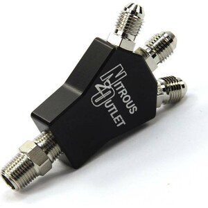 Nitrous Outlet 50-01723 - Powersports 1 In 3 Out Distribution Block w/Fitting s 1/8 Inch NPT Male Inlet 3AN Male Outlets