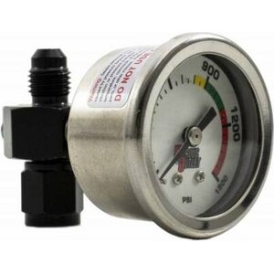 Nitrous Outlet 00-63001-6 - luminescent Nitrous Pressure Gauge 6AN Manifold 0-1500 PSI Range 1.5 inch White Face