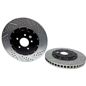 Baer Brakes - 2261031 - Brake Rotor - EradiSpeed + - Front - Directional / Drilled / Slotted - 14.000 in OD - 2 Piece - Iron - Zinc Plated - Ford Mustang 2007-12