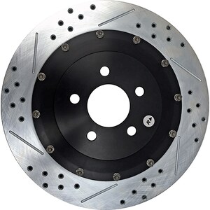 Baer Brakes - 2262019 - Brake Rotor - EradiSpeed + 2 - Rear - Directional / Drilled / Slotted - 14.000 in OD - 2 Piece - Iron - Natural - Ford Mustang 2005-13