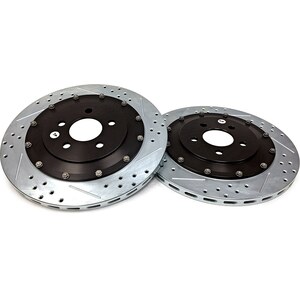 Baer Brakes - 2262019 - Brake Rotor - EradiSpeed + 2 - Rear - Directional / Drilled / Slotted - 14.000 in OD - 2 Piece - Iron - Natural - Ford Mustang 2005-13
