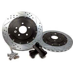 Baer Brakes - 2262019 - Brake Rotor - EradiSpeed + 2 - Rear - Directional / Drilled / Slotted - 14.000 in OD - 2 Piece - Iron - Natural - Ford Mustang 2005-13