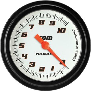 Classic Instruments - VS383WBLF - Velocity White Tachometer 2-5/8 Full Sweep