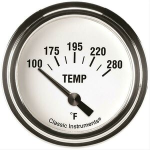 Classic Instruments - WH226SLF-04 - White Hot Temperature Gauge 2-5/8 Short Sweep