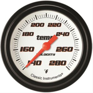 Classic Instruments - VS326WBLF-04 - Velocity White Temperature Gauge 2-5/8 Full Sweep