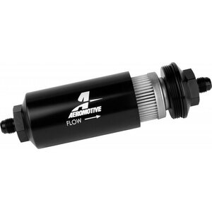 Aeromotive - 12348 - 6an Inline Fuel Filter 40 Micron 2in OD Black