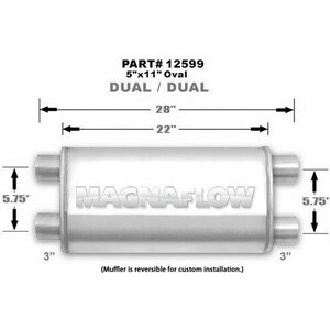 Magnaflow - 12599 - Muffler Stainless 3in Dual In/Out
