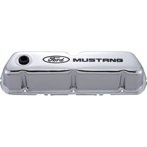 Ford Racing - 302-100 - Chrome Steel Valve Cover Set w/Mustang Logo