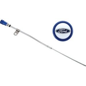 Ford Racing - 302-400 - Engine Oil Dipstick Assy Chrome w/Blue Alm Handle