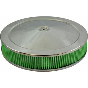 Green Filter - 2343 - Air Cleaner Assembly - 14 in Round - 4 in Tall - 5-1/8 in Carb Flange - Drop Base