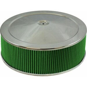 Green Filter - 2345 - Air Cleaner Assembly - 14 in Round - 6 in Tall - 5-1/8 in Carb Flange - Drop Base