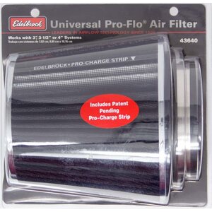 Edelbrock - 43640 - Pro-Flo Air Filter Cone 6.70 Tall Black/Chrome