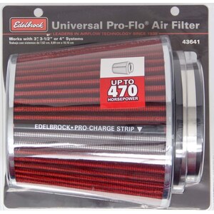 Edelbrock - 43641 - Pro-Flo Air Filter Cone 6.70 Tall Red/Chrome