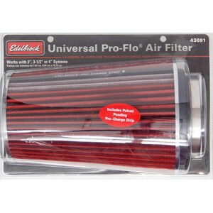 Edelbrock - 43691 - Pro-Flo Air Filter Cone 10.5 Tall Red/Chrome