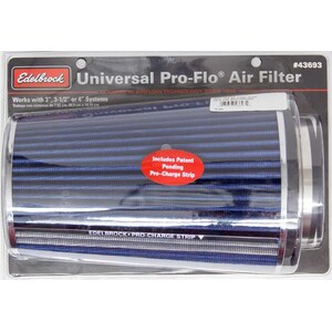Edelbrock - 43693 - Pro-Flo Air Filter Cone 10.5 Tall Blue/Chrome