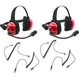 Rugged Radios - H80-X2 - Headset Track Talk Red Linkable Intercom 2 Pack