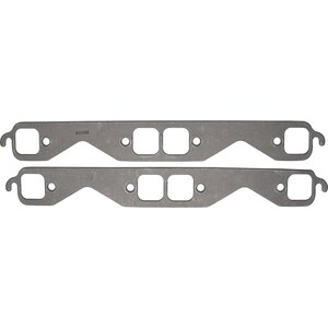 SCE Gaskets - 411180 - SBC Exhaust Gasket Set Square Port - 1.450 x 1.440 in Square Port - 0.150 in Thick - Graphite - Small Block Chevy