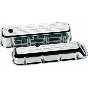 Billet Specialties - 96123 - BBC Valve Covers Chevy Logo Tall