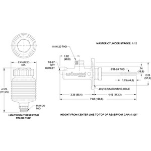 Wilwood - 261-16840-1.00 - Master Cylinder Kit Short 1in Alum Rsrvr