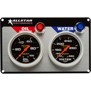 Allstar Performance - 80120 - 2 Gauge Panel A/M OP/WT Liquid Filled