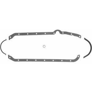 Fel-Pro - 1803 - Oil Pan Gasket - 0.094 in Thick - Multi-Piece - Rubber Coated Fiber - Driver Side Dipstick - SBC