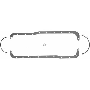 Fel-Pro - 1827 - Oil Pan Gasket - 0.094 in Thick - Trimmed / Notched - Multi-Piece - Steel Core Rubber Coated Fiber - SBF