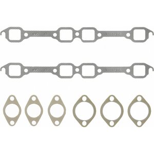 Fel-Pro - MS 9492 B - Exhaust Manifold Gasket Set - 1.350 x 1.250 in Square End Ports - 1.470 x 1.250 in Square Center Port - Composite - Ford Y-Block