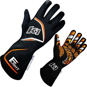 K1 RaceGear - 23-FLT-NFO-L - Gloves Flight Large Black-Flo Orange