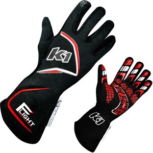K1 RaceGear - 23-FLT-NR-L - Gloves Flight Large Black-Red