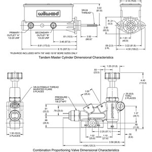 Wilwood - 261-13269 - Alum Tandem M/C Kit w/ Brkt & Prop Valve 1in