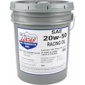 Lucas Oil - 10623 - SAE 20W-50 Racing Motor Oil 5 Gallon Pail