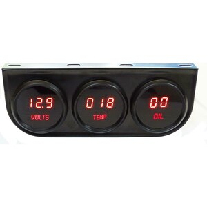 Intellitronix - M9333R - 2-1/16 LED Digital Panel 3-Gauge  - Black Finish