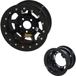 Aero Race Wheels - 53-185010B - Wheel 15x8 1in B/S Black w/ Black Ring