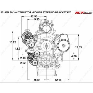ICT Billet - 551569LS0-3 - LS Truck Alternator Power Steering Pump Bracket