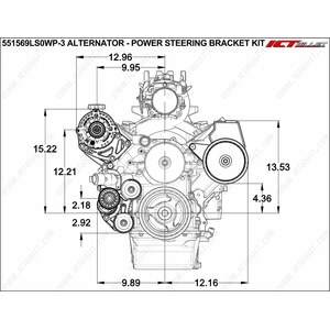 ICT Billet - 551569LS0WP-3 - Alternator/Power Steering Relocation Bracket Kit