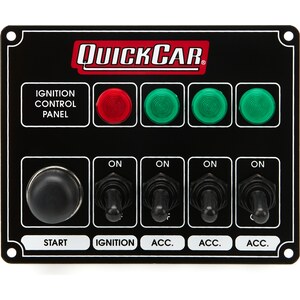 QuickCar - 50-826 - Ignition Panel Black w/ 3 Acc. & Lights