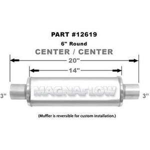 Magnaflow - 12619 - 3 in Center Inlet - 3 in Center Outlet - 6 in Diameter - 20 in Long