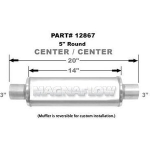 Magnaflow - 12867 - 3 in Center Inlet - 3 in Center Outlet - 5 in Diameter - 20 in Long