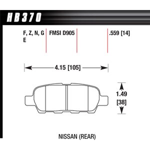 Hawk - HB370N.559 - Brake Pad HP Plus Nissan Rear