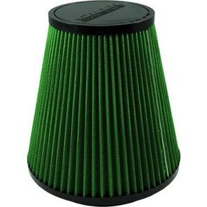 Green Filter - 7201 - Air Filter Element - Clamp-On - Conical - 7.75 in Diameter Base - 4.75 in Diameter Top - 7.75 in Tall - 5.5 in Flange - Reusable Cotton - Green - Universal