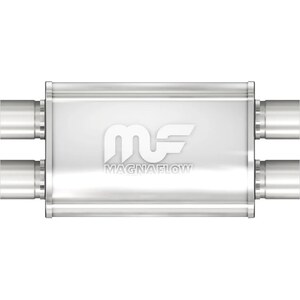 Magnaflow - 11386 - Dual 2-1/2 in Inlets - Dual 2-1/2 in Outlets - 14 x 9 x 4 in Oval Body - 20 in Long