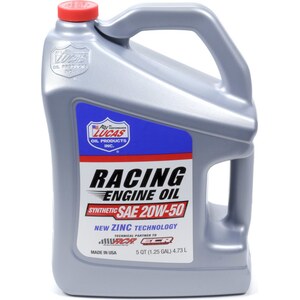 Lucas Oil - LUC10616 - Synthetic Racing Oil 20w50 - 5 Quart Bottle
