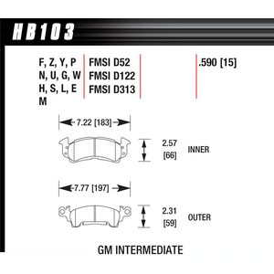 Hawk -  - Brake Pad GM D-52 Blue Pad