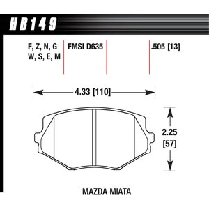 Hawk -  - Brake Pads Front Mazda Miata MX-5 DTC-60