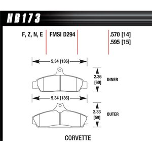 Hawk - HB173F.570 - HPS Compound - High Torque - Chevy Corvette 1984-87