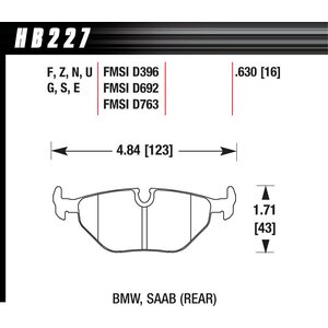 Hawk - HB227E.630 - Blue 9012 Compound - Rear - Various BMW Applications